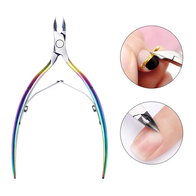 

BORN PRETTY Dead Skin Remover Clipper Scissor Plier Nail Art Manicuring Tool Colorful Nail Cuticle Nipper, Rainbow color