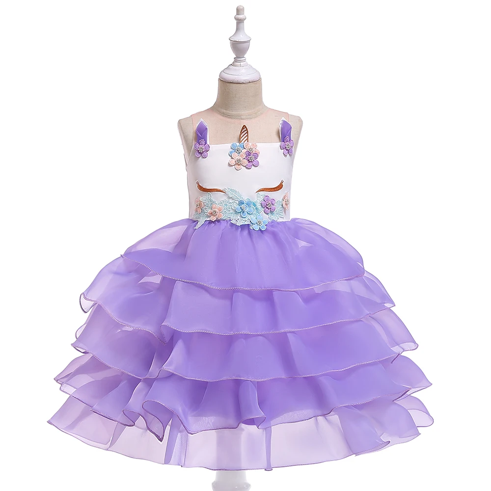 

New Arrival Children Clothes Baby Boutique Party Fancy Frock Tulle Girls Unicorn Dress L5066