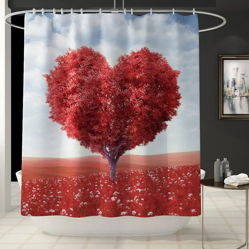 Waterproof Polyester Luxury bathroom rug mat sets  3 pcs Bath Mat Set  1pc Printed Shower Curtain