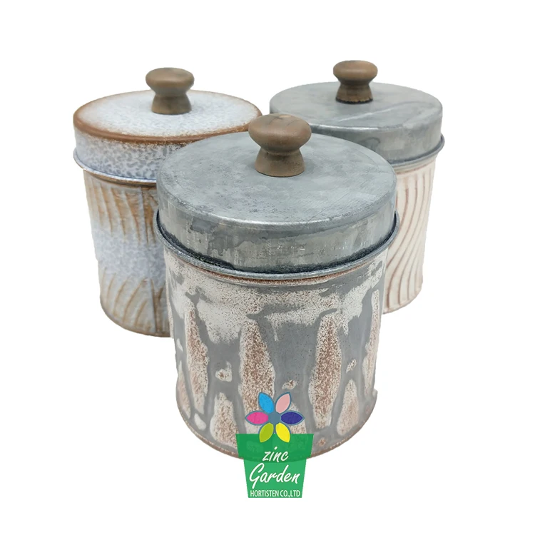 
small metal jar tea canister with lid home storage of tea sugar coffee kitchen wholesale  (60730940346)