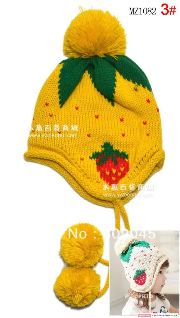Winter warm knitted hats for boy girl kits hats infants caps beanine for chilldren Ear protection