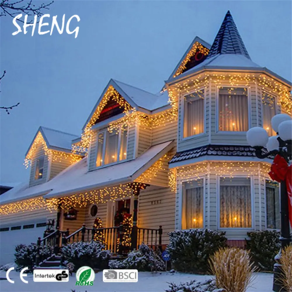 SHENG-IC-001 Vintage Plug Warm White Outdoor Garden Falling LED Icicle Lights with Adapter