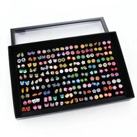 

Korean style 100 pairs gift box packing stud earring set fruits earring sets for women