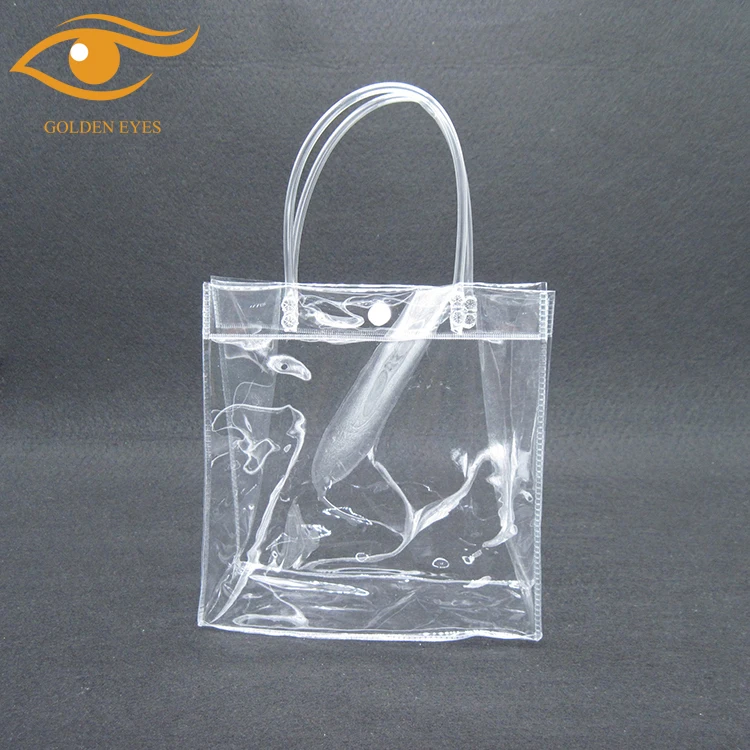 Promotional Ladies Cosmetic Clear Pvc Plastic Bag With Snap Button