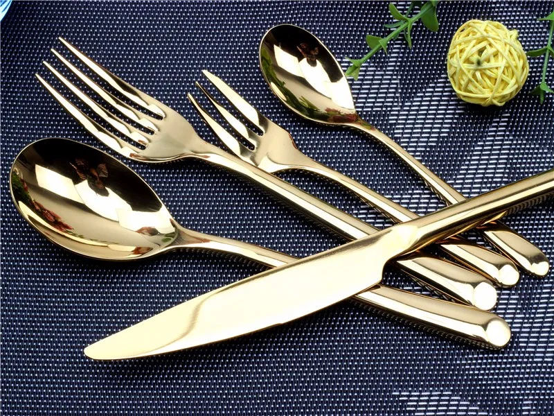 5piece Ss304 Gold Plated Cutlery,Gold Cutlery Set,Gold Plated Flatware