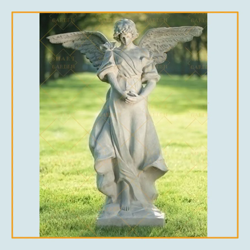 Wholesale Large Outdoor Handmade Marble Garden Sculpture Angel Winged