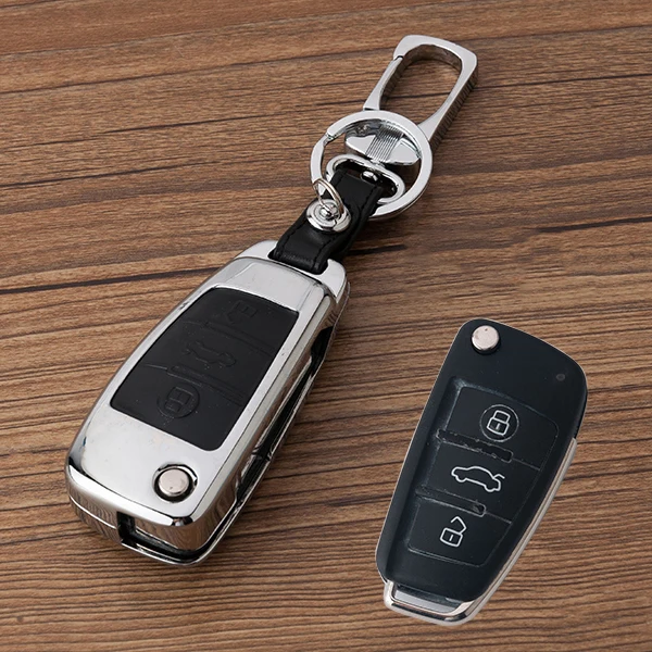 For Audi TT A3 A4 A5 A6 Q3 Q7 R8 Leather Smart Car Flip Key Fob Case Cover Shell
