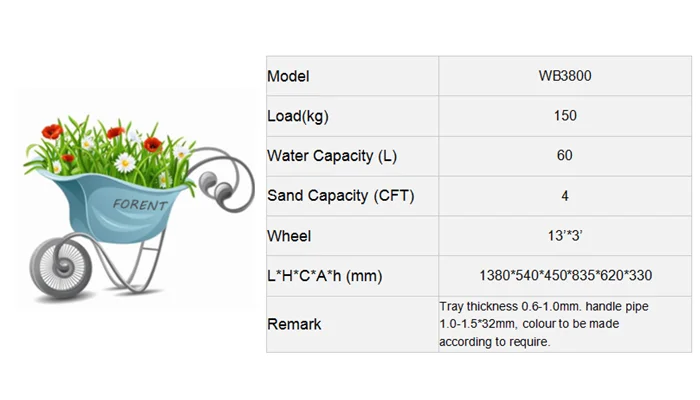 solid wheel heavy duty WB3800 cheap wheel barrow