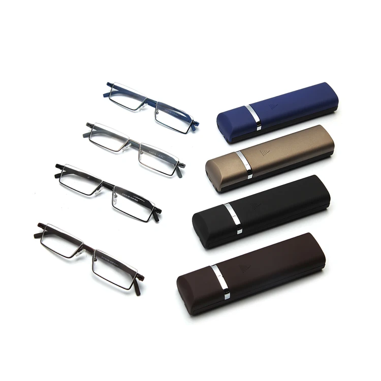 

FONHCOO Fashion Design Rectangle Frame Comfortable Nose Pad Mini Reading Glasses With Case, Any colors is available