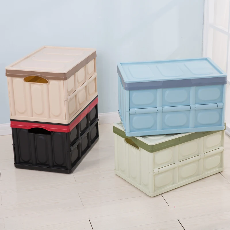 

Clean style collapsible plastic storage box for home use, Green , beige , blue, black