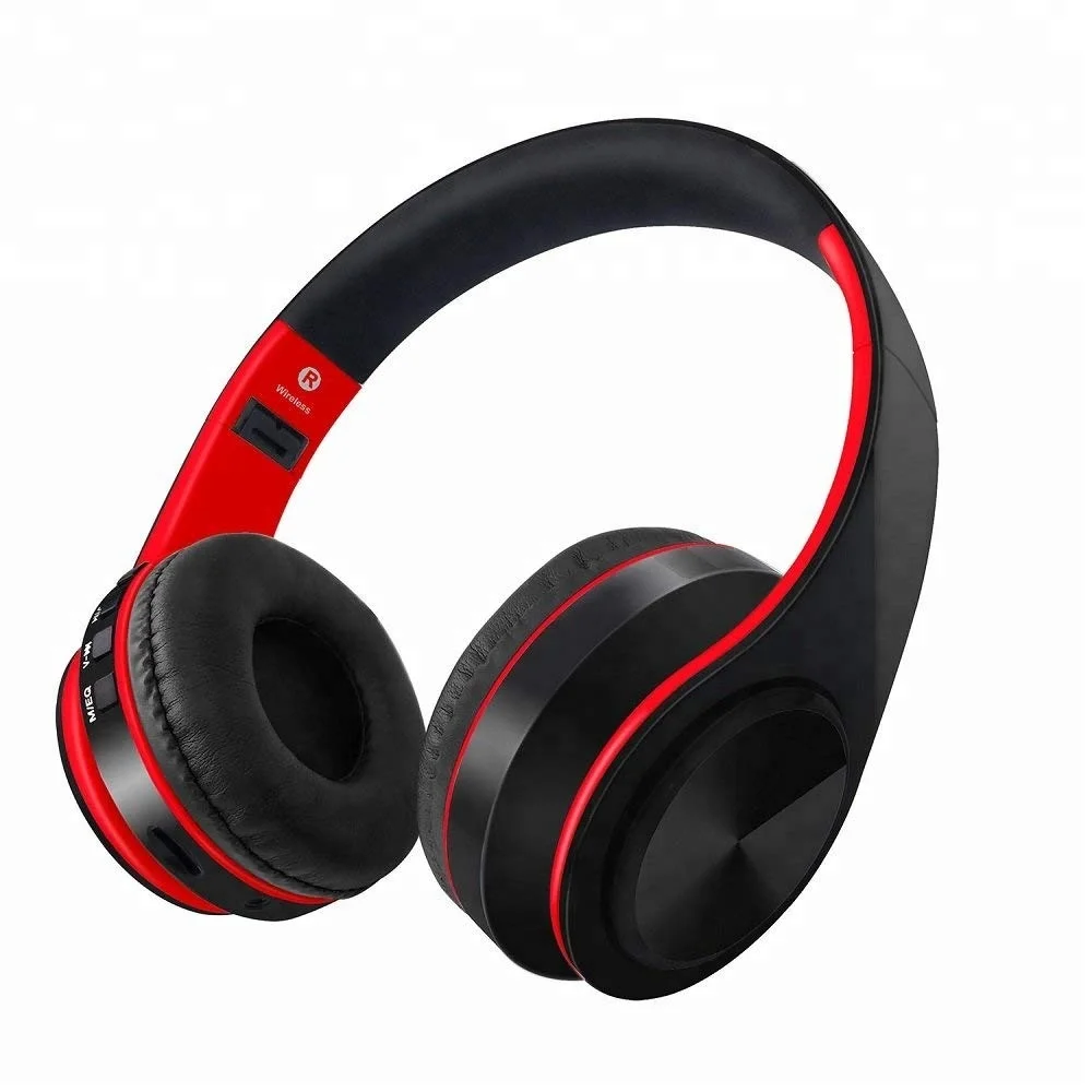 

OEM HD Stereo ANC Audio Foldable 3.5mm Wired Wireless Over Ear Sport Headset Bluetooth Headphone With Mic Memory TF Card Solt, Black;white;red;blue