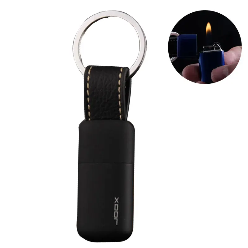 

JK-005 China Factory Keychain Leash Bright Flame Metal Grinding Wheel Inflatable Gas Lighter custom lighter keyring, Mixed