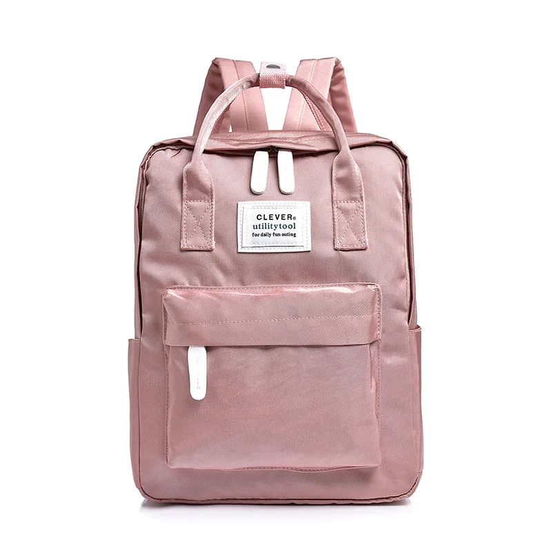 

Backpack female backpack 2019 new Korean version of the tide nylon fabric personality wild anti-theft fashion backpack women, Blue+white/pink/black/blue/gray+pink