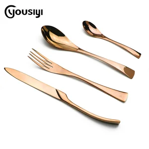 Image of 18/10stainless steel plated Rose Gold Cutlery set Restaurant Flatware set