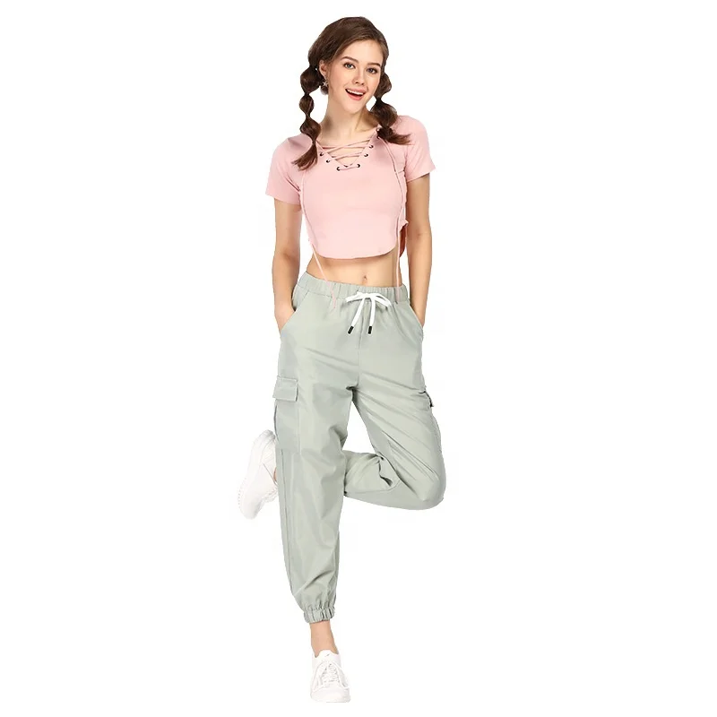 

Custom Colorful Cotton Crop Top and Jogger Pants Women 2 Piece Sportswear Tracksuit Set