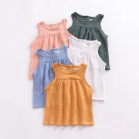 

Latest hot sale baby girl Solid Summer T-shirt Toddler sleeveless Tops Summer holiday outwear