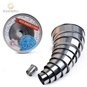 Image of 11pcs Stainless Steel Circle Pastry Baking Metal Ring Molds in Tin Box Round Cookie Biscuit Cutter set