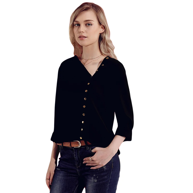 

2018 Hot Sale Women Solid Colors Latest Formal Shirt Blouse Tops Patterns For Ladies, 7 colors