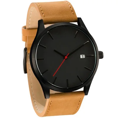 

5177 New Fashion Quartz Watch Leather Sport Watch Relogio Masculino, Black;brown