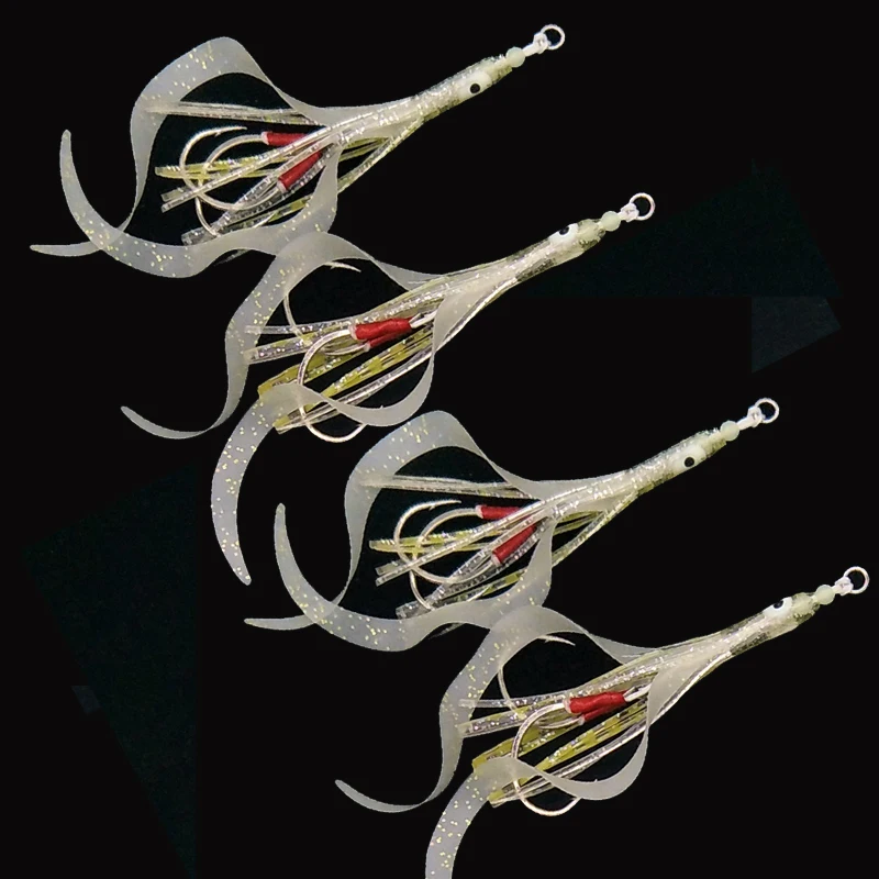 

OEM Hot Selling Octopus Squid Skirts Jigs Soft Fishing Lures With Assist Hooks slow jig hooks, Picture