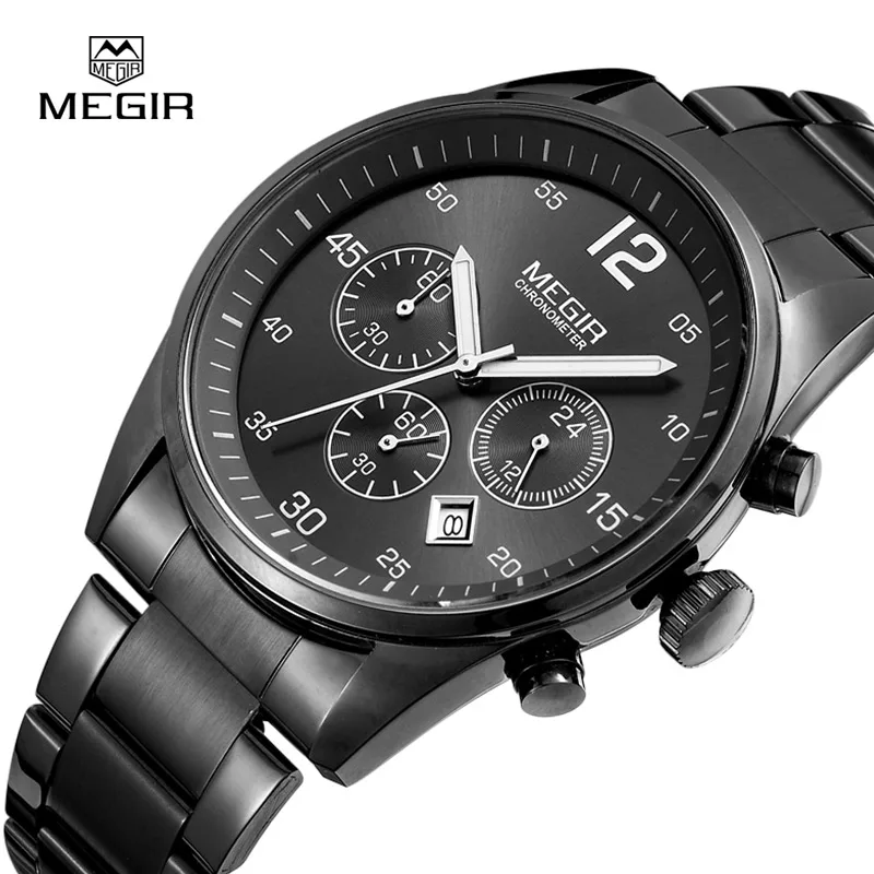 

MEGIR 2010 New Chronograph 6 Hands Leather Business Watch Montre Homme Famous Brand Watches Men Luxury Brand Watches, Any color available