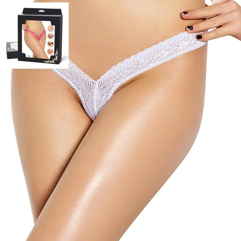 

Fashion Girls Plus Size Transparent White Lace Sexy V String Panties