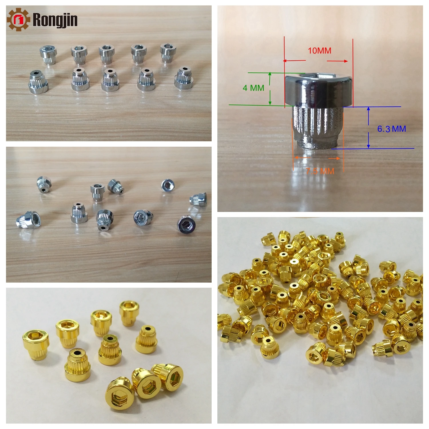 Inner Hexagonal Plastic Wheel Rivets With Top Diameter 10mm Bottom