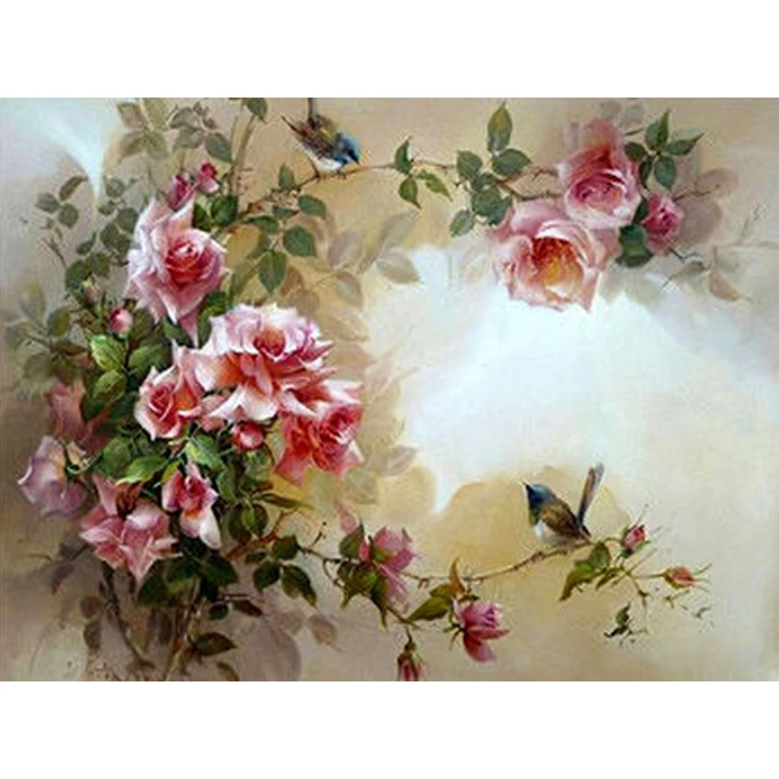 Hzw 416 Western Style Home Decor 5d Square Diy Diamond Painting Hzw 416 Western Style Home Decor 5d Square Diy Diamond Painting Embroidery Gift Red Flowers And Bird Sticker 40x30cm Olivia