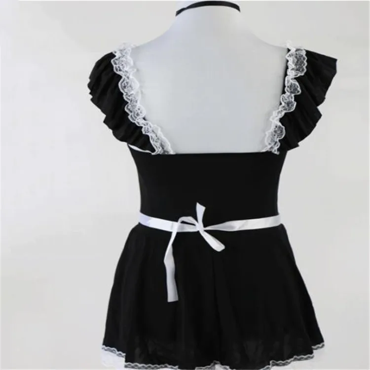 Wholesale Sexy French Maid Cosplay Costume Lace Nude Mesh Lingerie For Women Sexy Costume Cc078