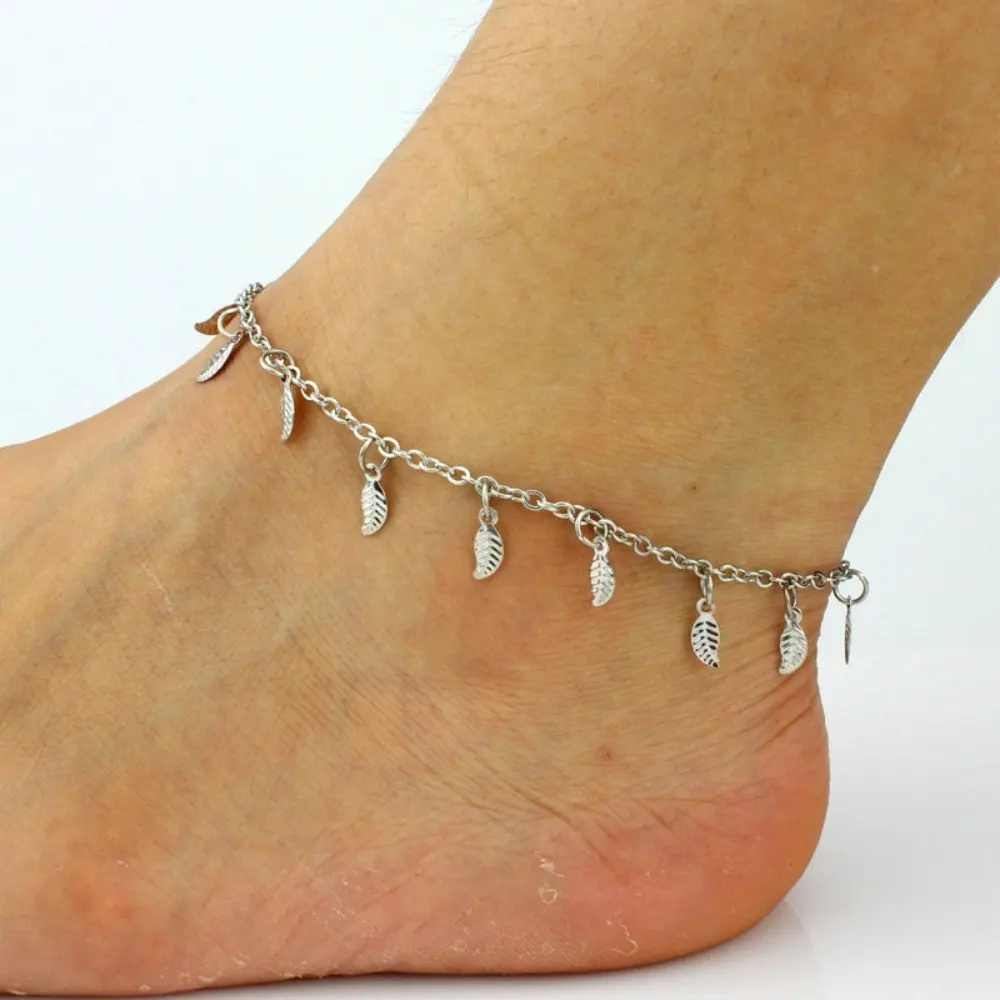 HUSUP®: Contracted Tassel Anklet With Plume and Leaf Pendant Anklet