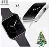 Black white Smart mobile watch with SIM card multiple time zone X6 smart watch