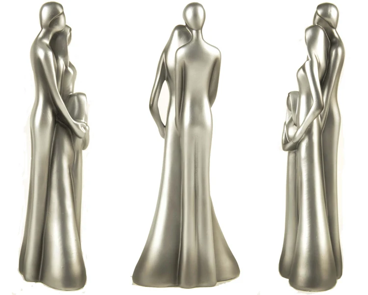 Modern style resin decorative family sculpture of three