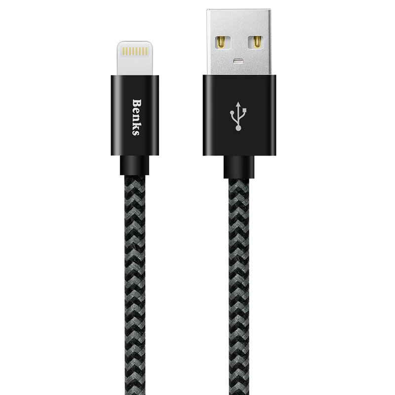 

Benks Nylon-braided Mfi Certified 8 Pin Charger Data Cable For IPhone, Black