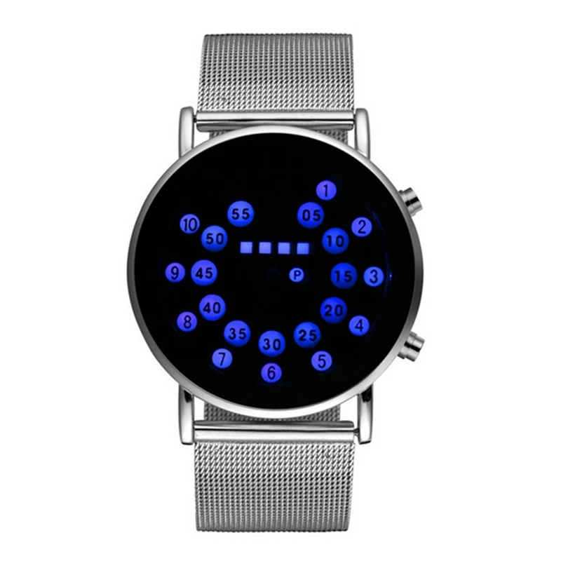 

Fashion Binary Watch Men LED Digital Watch Men Sport Watches Stainless Steel Men's Watch Clock erkek kol saati reloj hombre