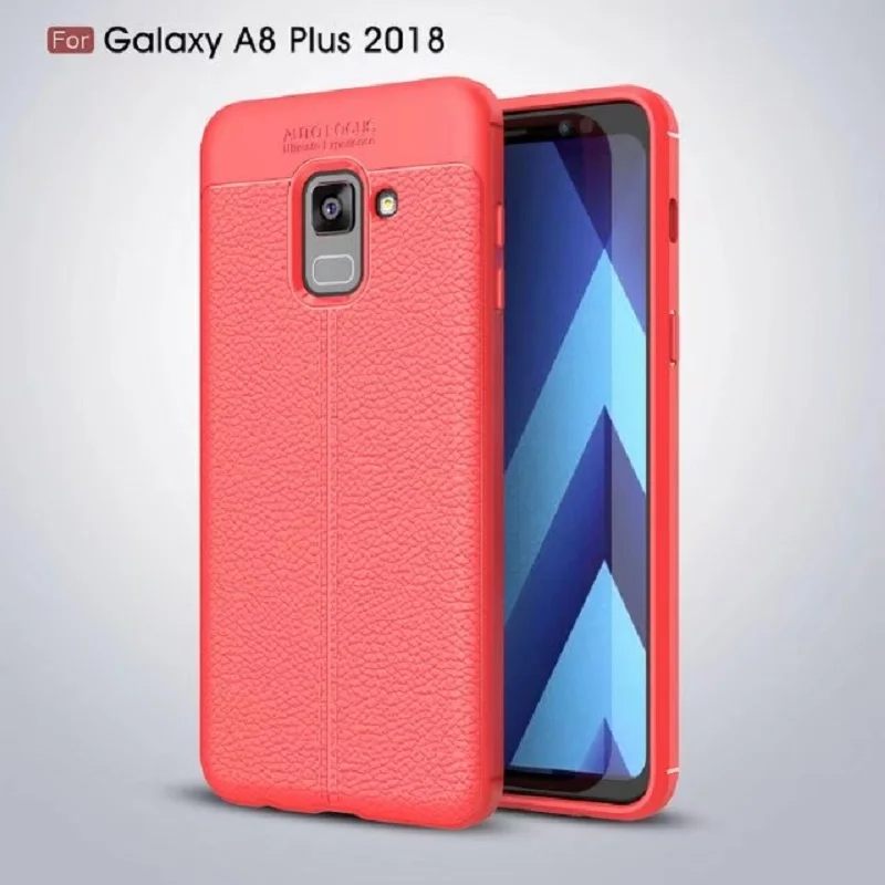 Litchi pattern Soft Tpu case for Samsung galaxy A8 Plus 2018 Cover