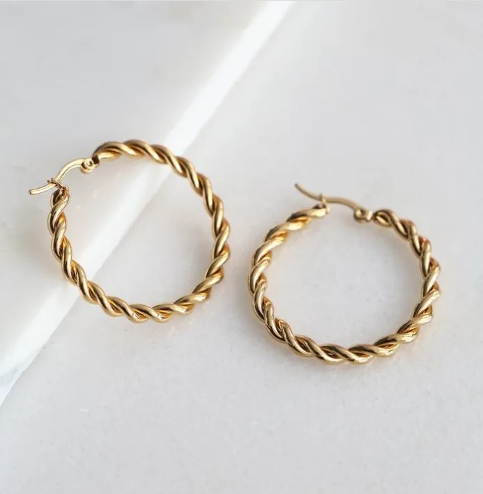 

Inspire Jewelry 2019 new Fashion 18k Gold Plated Twisted Hoop Earrings Large Vintage Dainty Earrings Creole for women and girls, Silver,gold,rose gold,black and so on