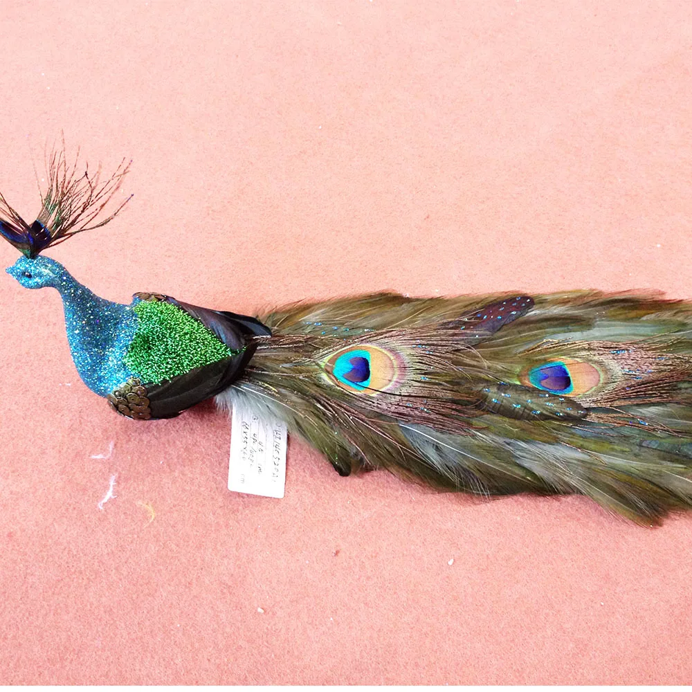 Kustom Kecil Liburan Dekorasi Buatan Burung Bulu Burung Merak