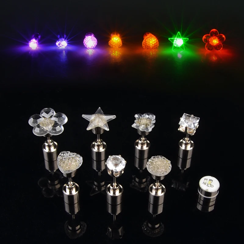 

Star Shape Diamond Shape Color Changing Light Up Led Stud Earrings, Red,green,blue,yellow,purple,white,pink,multicolor