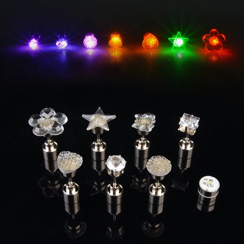 Star Shape Diamond Shape Color Changing Light Up Led Stud Earrings ...