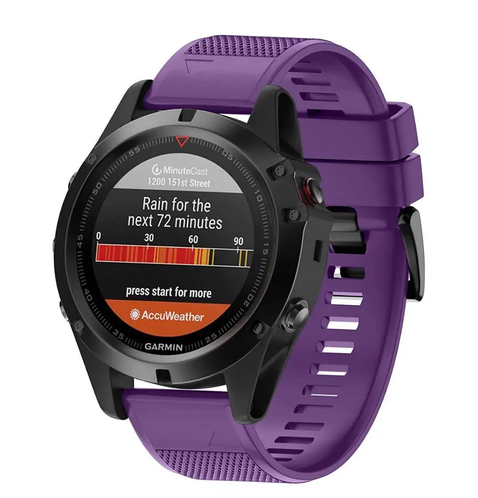 

For Garmin Fenix 5X GPS Watch Band Purple,Replacement Silicagel Quick Install Band Strap For Garmin Fenix 5X GPS Watch, Multi-color optional or customized