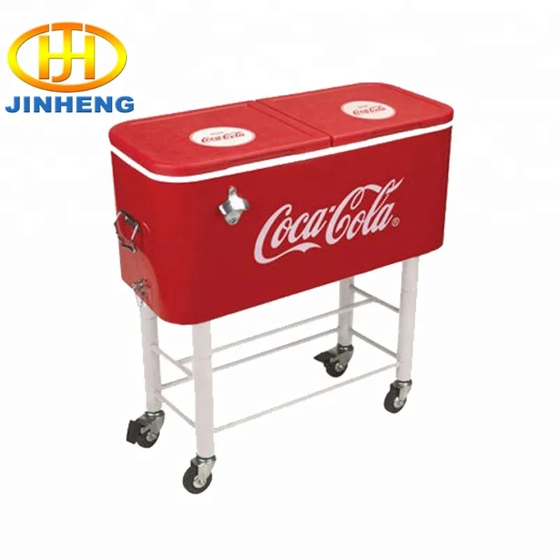 Outsunny 80 Qt Rolling Ice Chest Portable Patio Party Drink Cooler