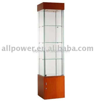 Wooden Lockable Nightstand Drawer Cabinet Tempered Glass Shelves