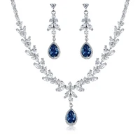 

Teardrop and Marquise Cubic Zirconia CZ Bridal Wedding Jewelry Necklace & Dangle Earring Set