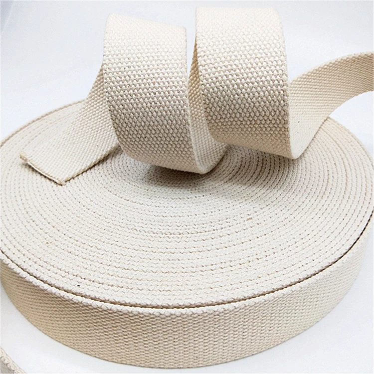 

wholesale 38mm natural color thickness cotton webbing tape, White