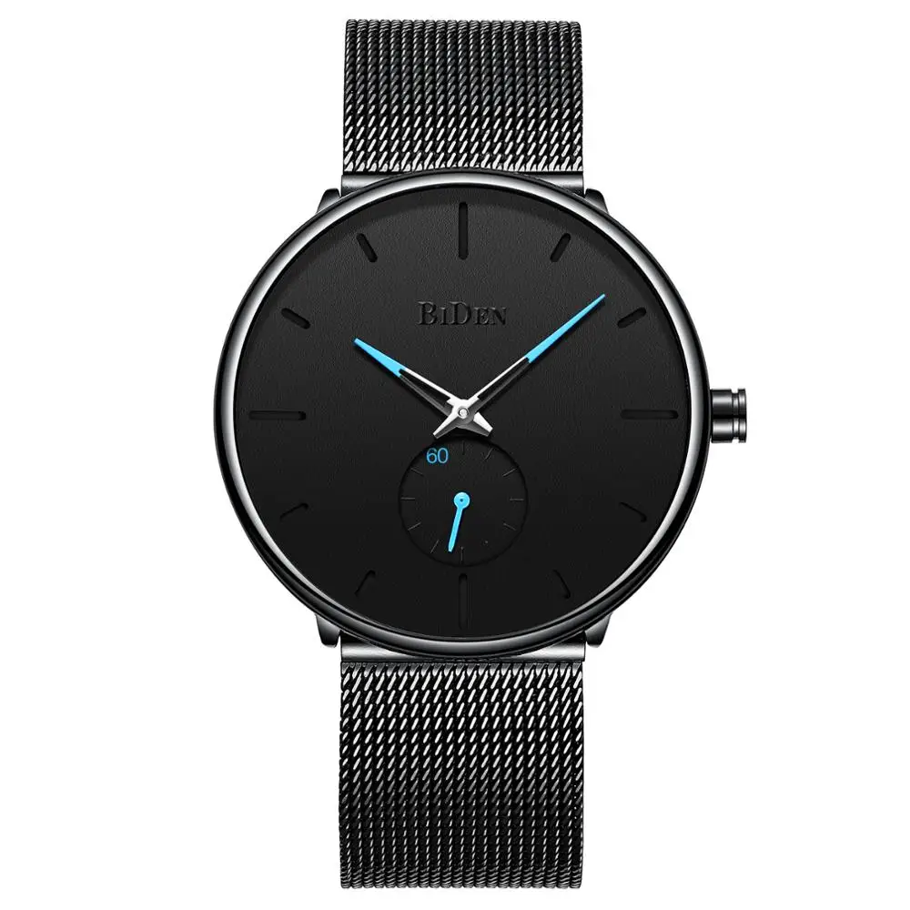 

Biden super thin mesh belt men's quartz watch waterproof fashionable personality classic men's watch manufacturers wholesale, Black