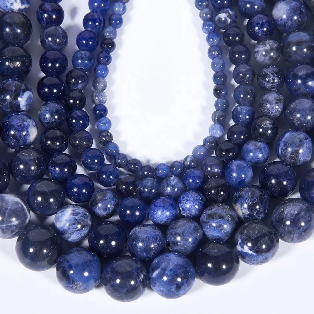 

Natural Smooth Sodalite Gemstone Loose Beads For Jewelry Making DIY Handmade Crafts 4mm 6mm 8mm 10mm 12mm 14mm