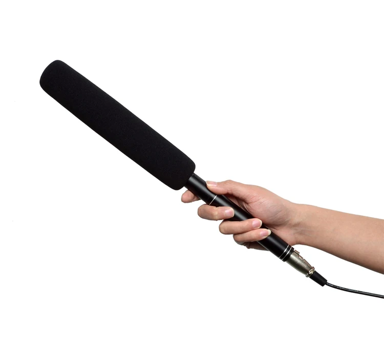 

Professional short gun microphone sensitive microphones reporter for video, Black