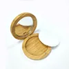 Eco-friendly round shape with mirror bamboo cosmetic powder container packaging