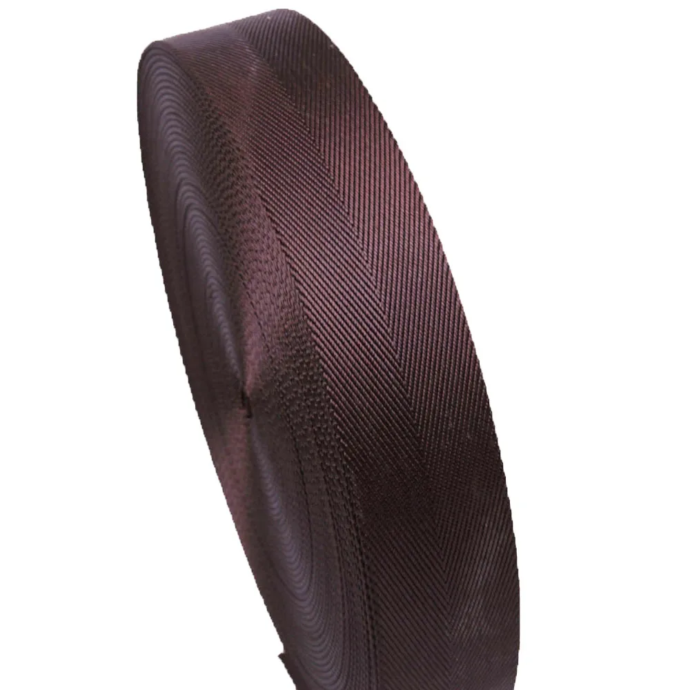 

EXW 11/2'' 3.2cm 25mm 3/4''coffee herringbone nylon webbing, Dark brown