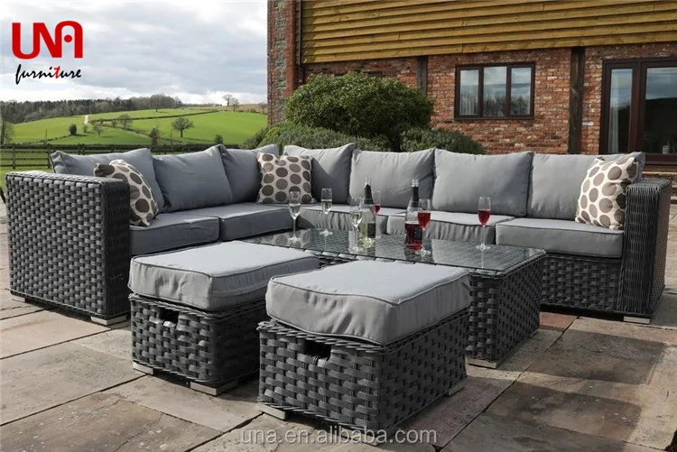 Outdoor Synthetic Wicker Sofa Bed Set Leisure Lounge Furniture Garden